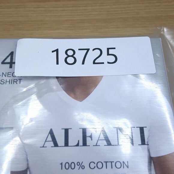 ALFANI Shirt Mens Large Solid White 4-Pack V-Neck T-Shirt 100% Cotton Tagless - Picture 5 of 5
